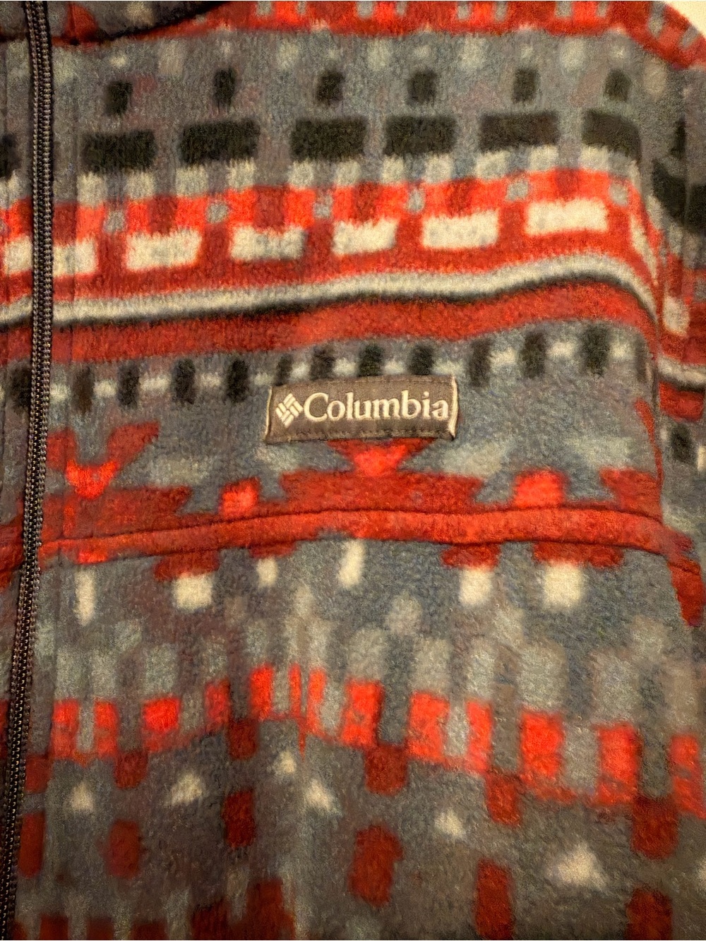 Columbia Blue and Red Geometric Fleece Jacket - Picture 4 of 5